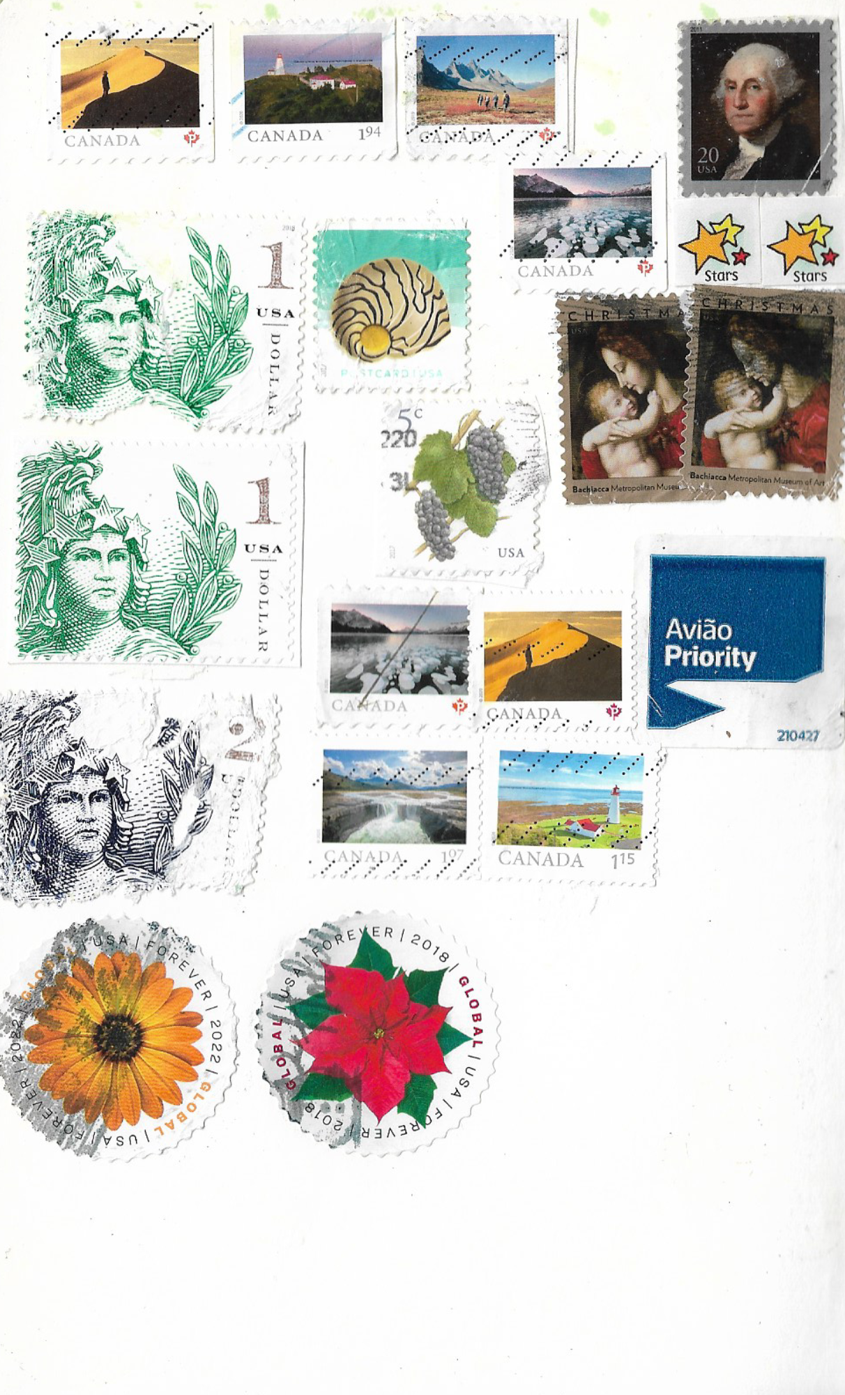 Wall of postage stamps